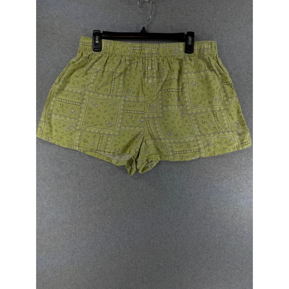 Wild Fable Women’s Large Green Bandana Print Boxer Pajama Sleep Shorts 3770